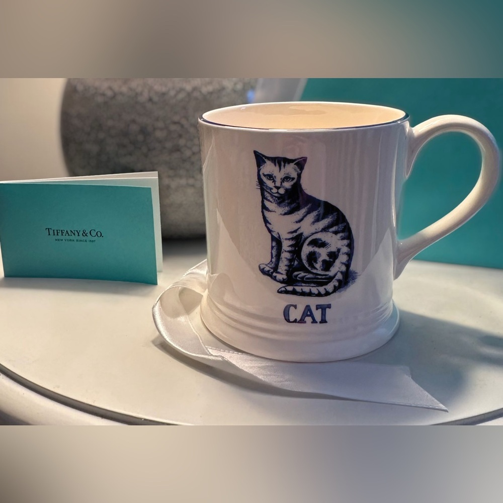 Vintage 1993 Tiffany & Co. Blue Cat Mug Made in England Rare Collectible